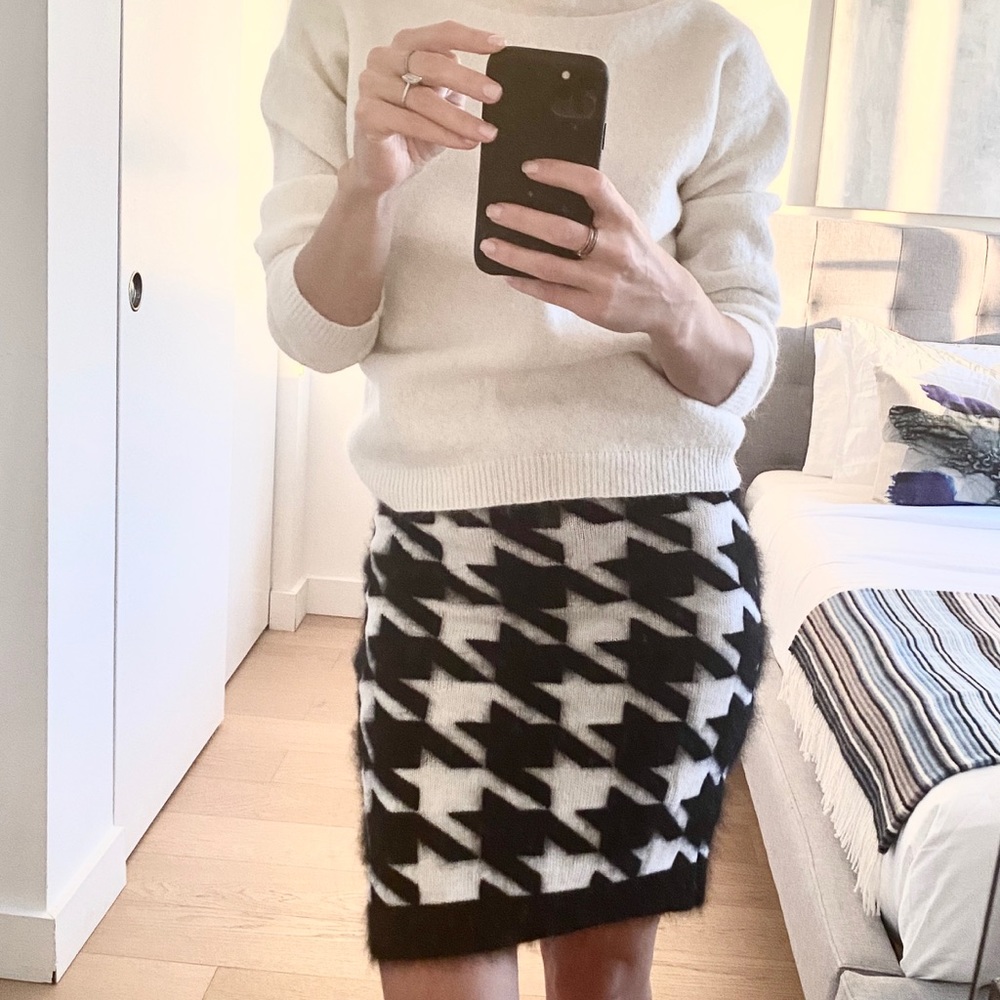 BALMAIN houndstooth angora mini skirt FR36 / US 4